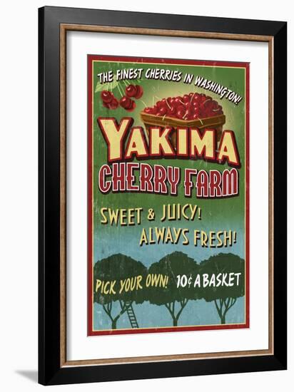 Yakima, Washington - Cherries-Lantern Press-Framed Art Print