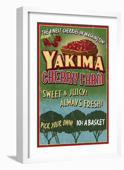 Yakima, Washington - Cherries-Lantern Press-Framed Art Print