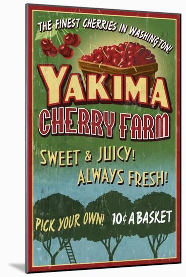 Yakima, Washington - Cherries-Lantern Press-Mounted Art Print
