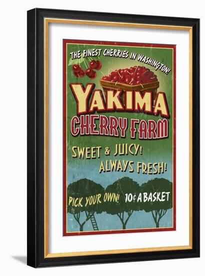 Yakima, Washington - Cherries-Lantern Press-Framed Art Print