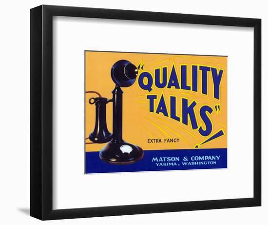 Yakima, Washington, Quality Talks Brand Apple Label-Lantern Press-Framed Art Print