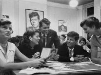 John F. Kennedy with Brother and Sisters Working on His Senate Campaign-Yale Joel-Photographic Print