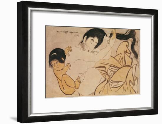 Yama-Uba, the Woman of the Mountain, with Kintoki, Her Baby-Kitagawa Utamaro-Framed Giclee Print