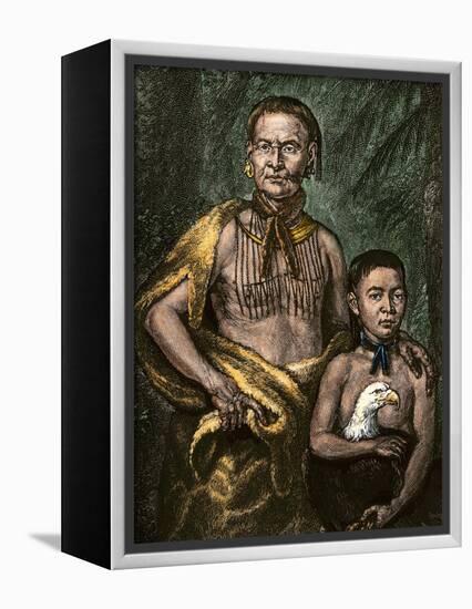 Yamacraw Chief Tomo-Chichi Mico and His Son-null-Framed Premier Image Canvas