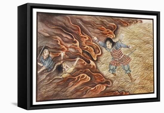 Yamato-Dake Destroys His Enemies with His Magic Sword Which Also Protects Him from Fire-R. Gordon Smith-Framed Stretched Canvas