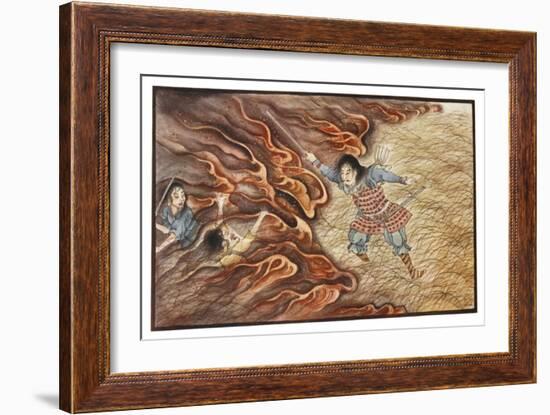 Yamato-Dake Destroys His Enemies with His Magic Sword Which Also Protects Him from Fire-R. Gordon Smith-Framed Art Print