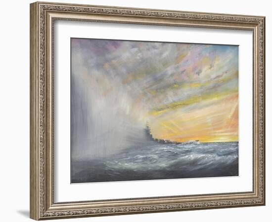 Yamato Emerges from Pacific Typhoon 1944-Vincent Booth-Framed Giclee Print