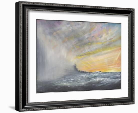 Yamato Emerges from Pacific Typhoon 1944-Vincent Booth-Framed Giclee Print