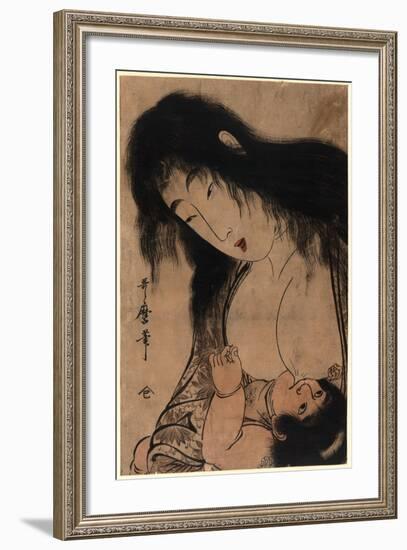 Yamauba No Chichi O Suh Kintaro-Kitagawa Utamaro-Framed Giclee Print
