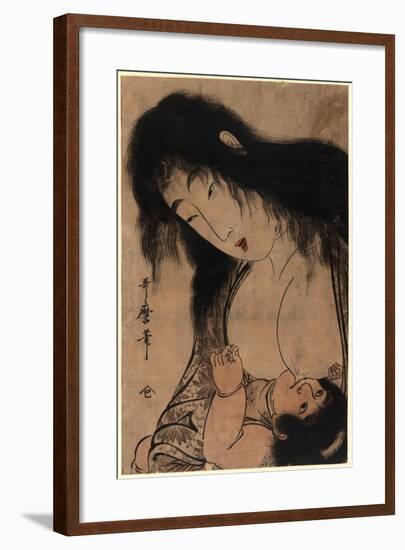 Yamauba No Chichi O Suh Kintaro-Kitagawa Utamaro-Framed Giclee Print