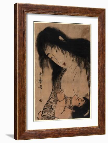 Yamauba No Chichi O Suh Kintaro-Kitagawa Utamaro-Framed Giclee Print