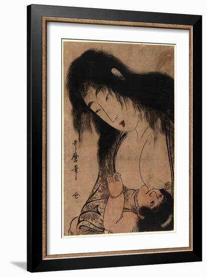 Yamauba No Chichi O Suh Kintaro-Kitagawa Utamaro-Framed Giclee Print