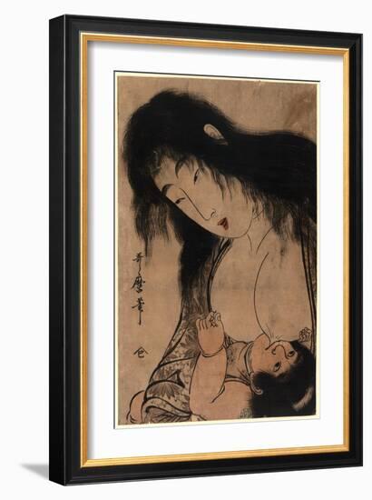 Yamauba No Chichi O Suh Kintaro-Kitagawa Utamaro-Framed Giclee Print