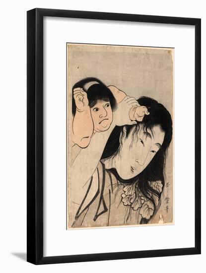 Yamauba No Kami O Tsukamu Kintaro-Kitagawa Utamaro-Framed Giclee Print