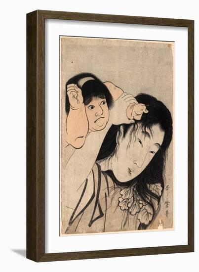 Yamauba No Kami O Tsukamu Kintaro-Kitagawa Utamaro-Framed Giclee Print