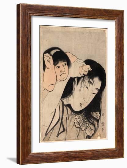 Yamauba No Kami O Tsukamu Kintaro-Kitagawa Utamaro-Framed Giclee Print