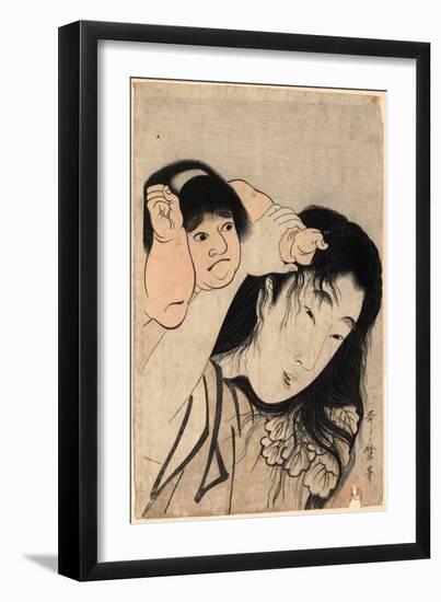 Yamauba No Kami O Tsukamu Kintaro-Kitagawa Utamaro-Framed Giclee Print