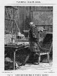 Benjamin Franklin American Statesman Scientist and Philosopher in His Physics Lab at Philadelphia-Yan D'argent-Framed Premier Image Canvas