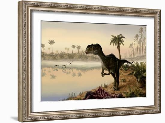 Yangchuanosaurus Eats the Carrion of a Dead Animal-null-Framed Art Print