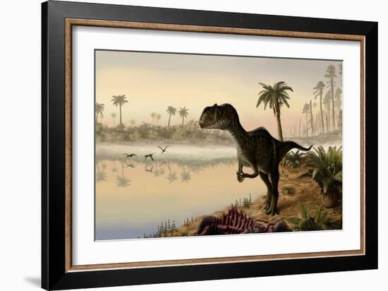 Yangchuanosaurus Eats the Carrion of a Dead Animal-null-Framed Art Print