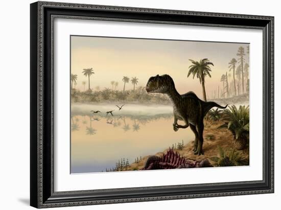 Yangchuanosaurus Eats the Carrion of a Dead Animal-null-Framed Art Print