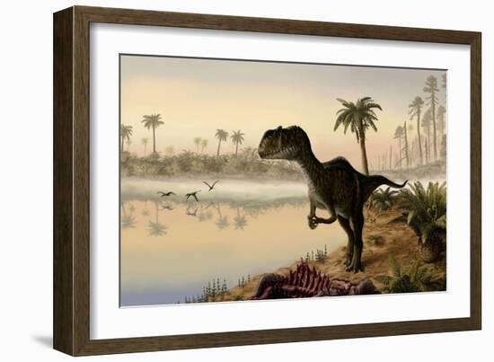 Yangchuanosaurus Eats the Carrion of a Dead Animal-null-Framed Premium Giclee Print