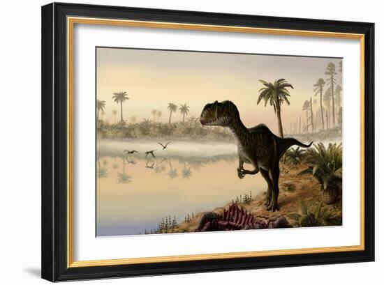 Yangchuanosaurus Eats the Carrion of a Dead Animal-null-Framed Premium Giclee Print