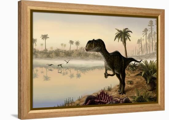 Yangchuanosaurus Eats the Carrion of a Dead Animal-null-Framed Stretched Canvas