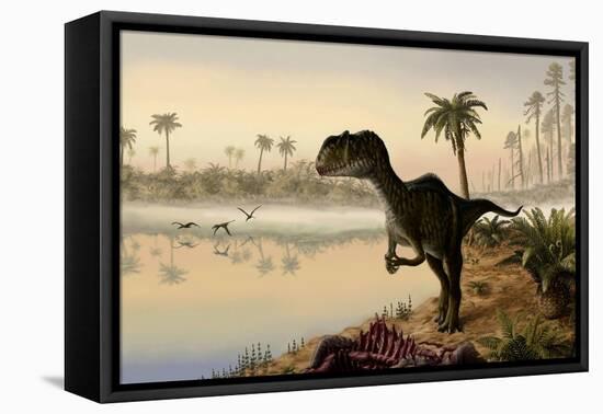 Yangchuanosaurus Eats the Carrion of a Dead Animal-null-Framed Stretched Canvas