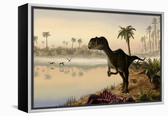 Yangchuanosaurus Eats the Carrion of a Dead Animal-null-Framed Stretched Canvas