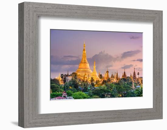 Yangon, Myanmar View of Shwedagon Pagoda at Dusk-SeanPavonePhoto-Framed Photographic Print
