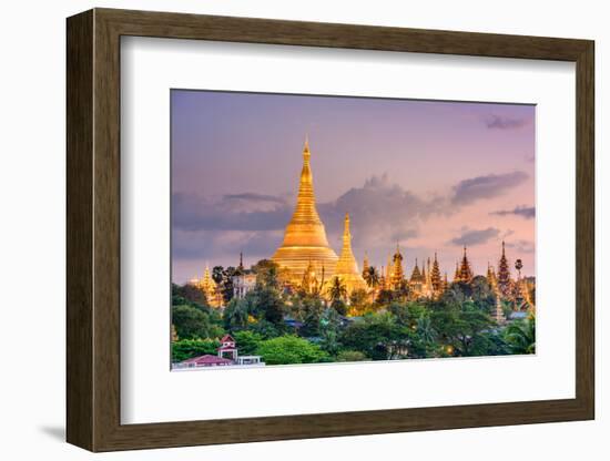 Yangon, Myanmar View of Shwedagon Pagoda at Dusk-SeanPavonePhoto-Framed Photographic Print