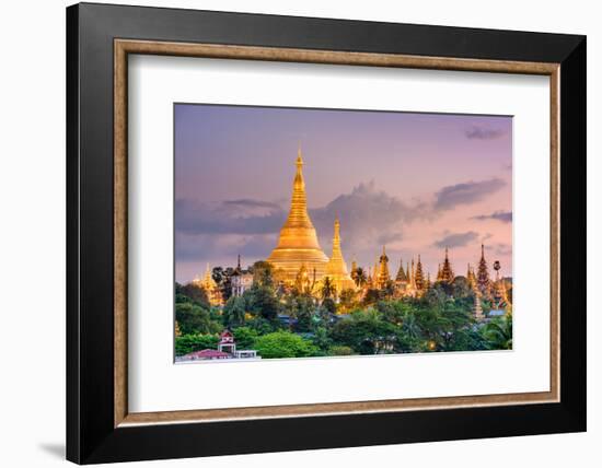 Yangon, Myanmar View of Shwedagon Pagoda at Dusk-SeanPavonePhoto-Framed Photographic Print