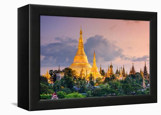 Yangon, Myanmar View of Shwedagon Pagoda at Dusk-Sean Pavone-Framed Premier Image Canvas