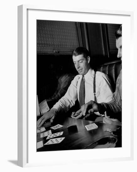 Yankee Baseball Star Joe Dimaggio Playing Casino with Other Players on Train-Carl Mydans-Framed Premium Photographic Print