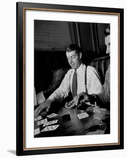 Yankee Baseball Star Joe Dimaggio Playing Casino with Other Players on Train-Carl Mydans-Framed Premium Photographic Print