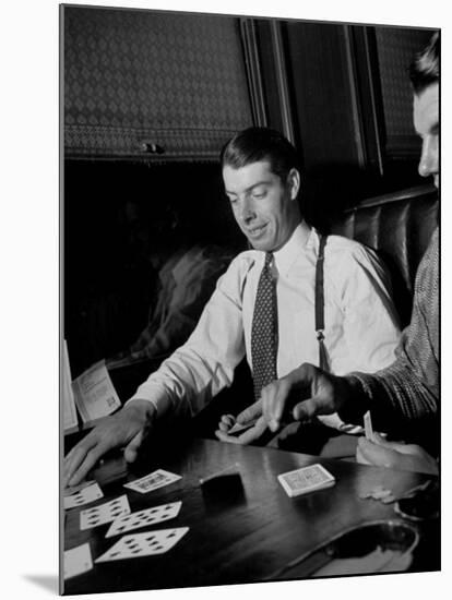 Yankee Baseball Star Joe Dimaggio Playing Casino with Other Players on Train-Carl Mydans-Mounted Premium Photographic Print