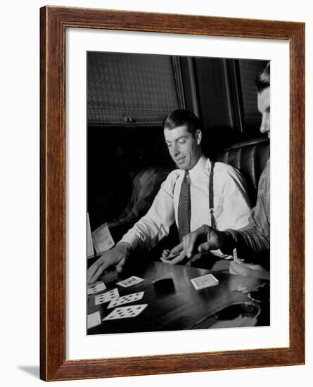 Yankee Baseball Star Joe Dimaggio Playing Casino with Other Players on Train-Carl Mydans-Framed Premium Photographic Print