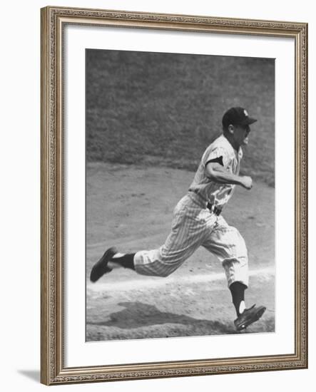 Yankee Mickey Mantle Running for Base During Baseball Game-Ralph Morse-Framed Premium Photographic Print