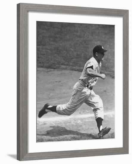 Yankee Mickey Mantle Running for Base During Baseball Game-Ralph Morse-Framed Premium Photographic Print