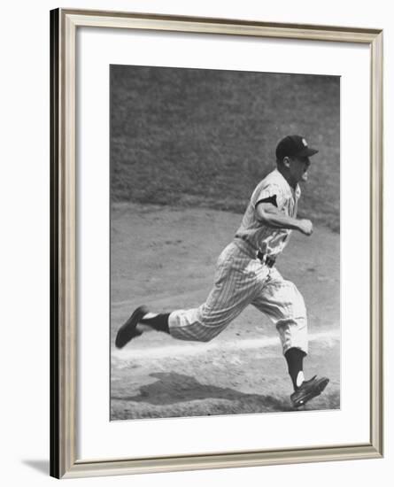 Yankee Mickey Mantle Running for Base During Baseball Game-Ralph Morse-Framed Premium Photographic Print