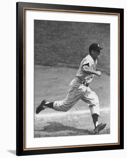 Yankee Mickey Mantle Running for Base During Baseball Game-Ralph Morse-Framed Premium Photographic Print