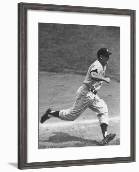 Yankee Mickey Mantle Running for Base During Baseball Game-Ralph Morse-Framed Premium Photographic Print