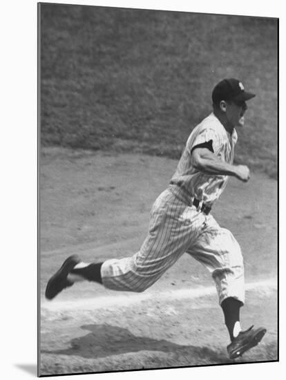 Yankee Mickey Mantle Running for Base During Baseball Game-Ralph Morse-Mounted Premium Photographic Print