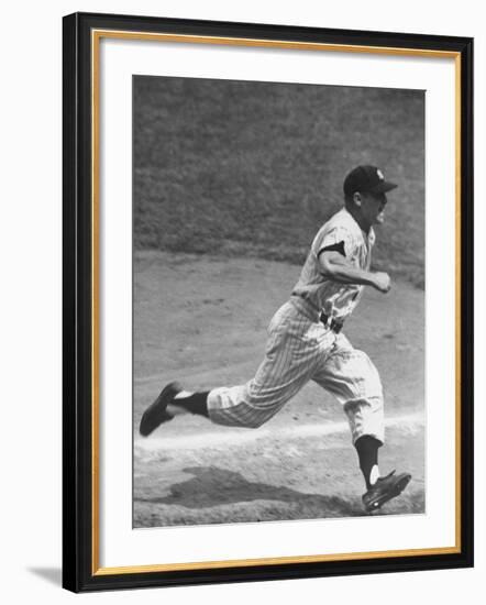 Yankee Mickey Mantle Running for Base During Baseball Game-Ralph Morse-Framed Premium Photographic Print