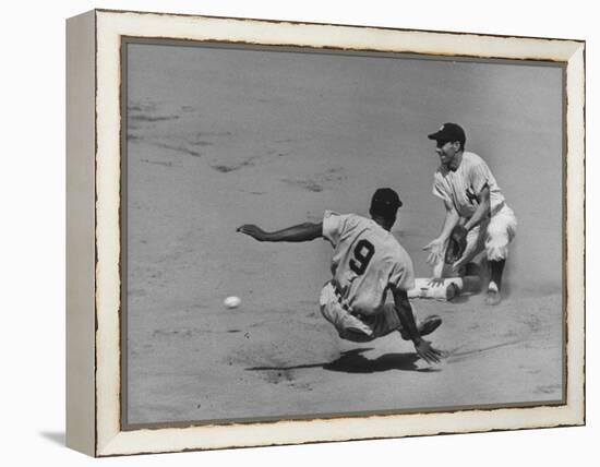 Yankee Phil Rizzuto Waiting to Catch the Ball During the American League Pennant Race-Grey Villet-Framed Premier Image Canvas