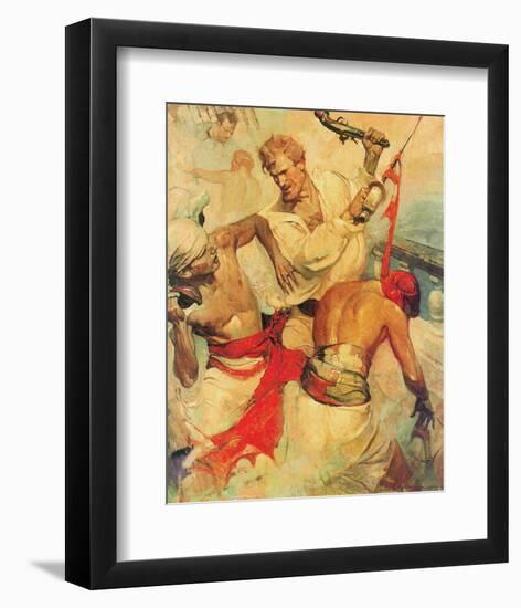 Yankee Ship in Pirate Waters-Frank Schoonover-Framed Art Print