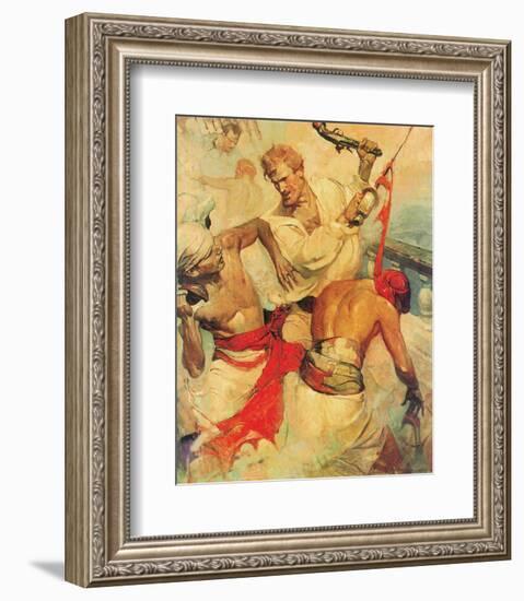 Yankee Ship in Pirate Waters-Frank Schoonover-Framed Art Print