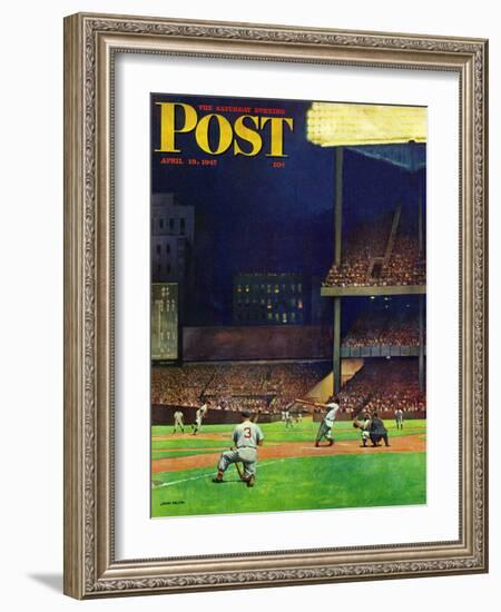 "Yankee Stadium," Saturday Evening Post Cover, April 19, 1947-John Falter-Framed Giclee Print