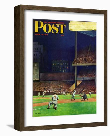 "Yankee Stadium," Saturday Evening Post Cover, April 19, 1947-John Falter-Framed Giclee Print